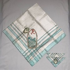 NWT Antique Linen Crochet Tablecloth White Green T.C All Pure Czech Collectible