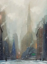 LEON DOLICE : Chrysler Building at Christmas : Archival Art Print