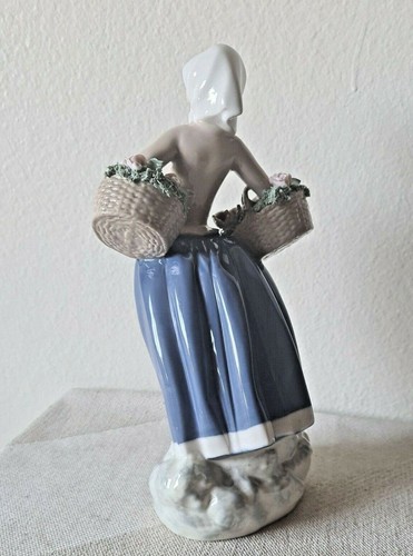 Large REX Valencia Porcelain Figurine Young Girl with Baskets of Flowers Spain - Picture 6 of 12