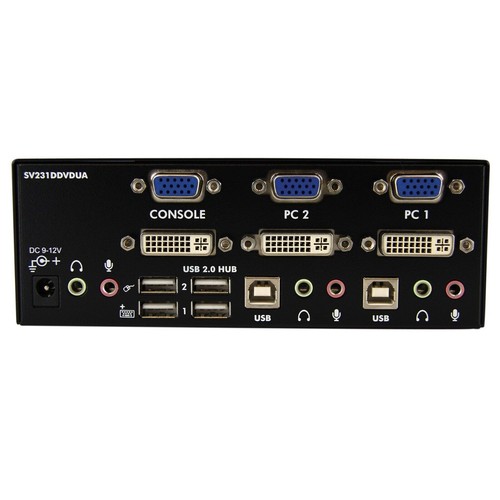 StarTech SV231DDVDUA 2 Port DVI VGA USB Audio KVM Switch w Power Adapter - 第 3/4 張圖片