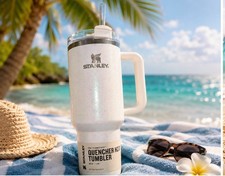 ✨ Stanley 40 oz Quencher H2.0 FlowState Tumbler – White Shimmer ✨