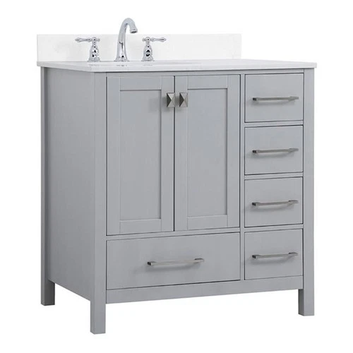 Elegant Decor Irene 32" Solid Wood Single Bathroom Vanity w/ Backsplash in Gray - Picture 1 of 8