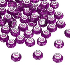50Pcs 14mm Large Hole Acrylic Beads Rose Red European Loose Faceted Bead