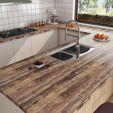 Worktop Vinyl Covering Wood Effect Wrap for Furniture Table Desk Top - Brown Pla