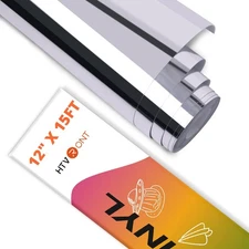 Silver Chrome Vinyl - 12" x 15FT Mirror Metallic Silver Permanent Vinyl Roll ...