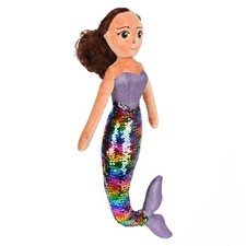 Sequin Mermaid Brown Hair And Rainbow Tail ONE 