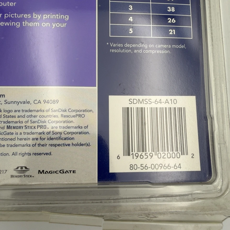 SanDisk Shoot Store 64MB Memory Stick PRO Card - SDMSS-64-A10 - Image 3 of 4