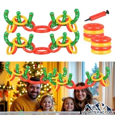 2-8 Players Christmas Inflatable Reindeer Antler Ring Toss Game Gifts for Xmas