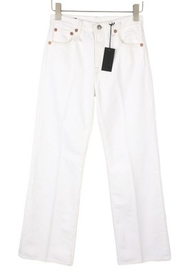 R13 Charlotte Damenjeans W25 Aerin White Straight Zip Distressed