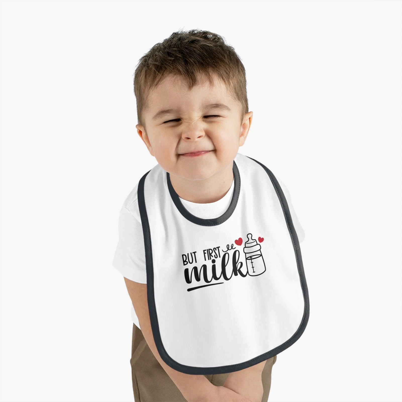 But First, Milk Baby Bib - Cute Infant Bib, Baby Shower Gift, Baby Feeding [...]