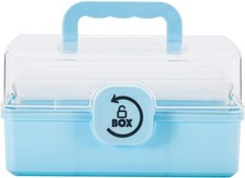 Craft Organizers Storage,Plastic Box W/ 3-Tier Fold Tray,Art Supply Storage