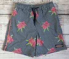 Vineyard Vines Boys Gingham Floral Swim Trunks Bathing Suit Size Small 8-10