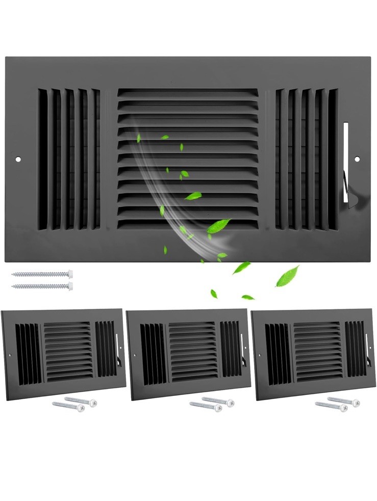 Wesiti 4 Pcs 12 x 6 Inch Vent Covers for Home Ceiling HVAC Sidewall 3 Way Vents