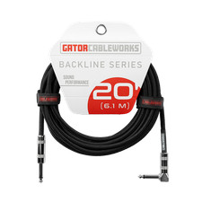 Gator Cableworks Backline Braided Instrument Cable, Straight to Angle Black- 20