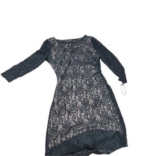 Womens Tahari Long Sleeve Lace Dress Size 10 Black Sequin Formal BNWT