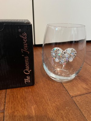 The Queens  Jewels Multi Stone Heart Jeweled Stemless Wine Glassware