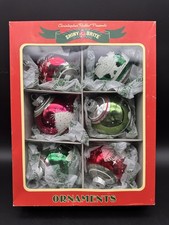 CHRISTOPHER RADKO SHINY BRITE HOLIDAY SPLENDOR CHRISTMAS 3" ORNAMENTS SET OF 6