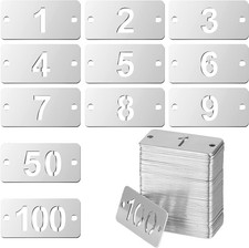 1-100 Rectangle Stainless Steel Numbered Tags Metal Key Tags with Holes