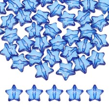 50Pcs, 20mm Acrylic Crystal Star Beads Clear Faceted Beads Blue