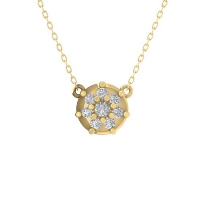 14k Gelbgold im Labor gezüchteter Diamant zusammengesetzter Anhänger Halskette 18'' Silberkette
