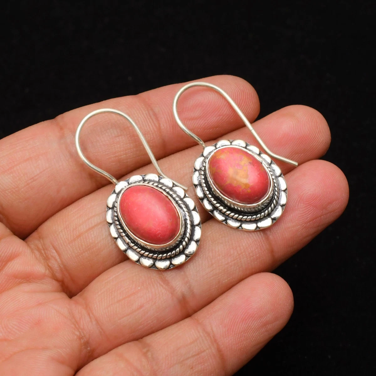 Boucles D'oreilles Femme Ovales Argentées Avec Résine Bleu Turquoise - Neuf Sans Emballage