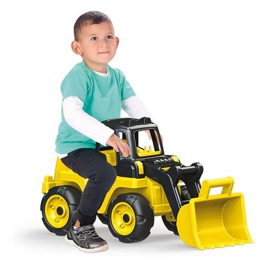 Northix Dolu Riesenlader Bagger Kinderaufsitzauto Kinderbagger Gelb 31x72x36 cm