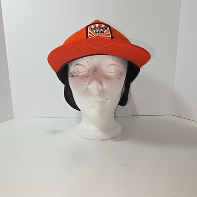 Vintage Golden Sun Feeds Hat Cap w Ear Flaps Kap King Size Medium Made in USA