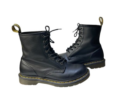 Dr Martens Pascal Boots Womens 8 Ladies Black Leather Lace Up AW004 Moto Rider