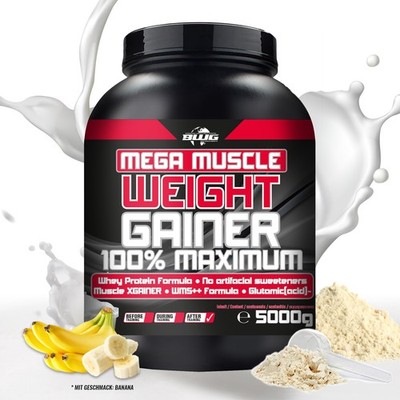 (9,80 EUR/kg) BWG Mega Muscle Weight Gainer 5000g BANANA