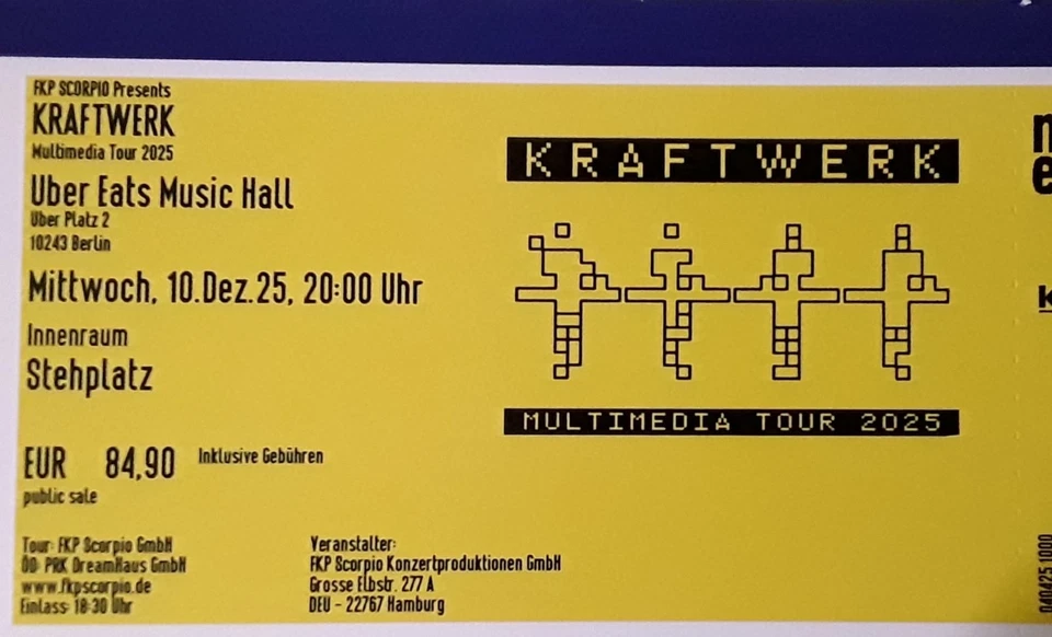 KRAFTWERK - Konzertticket - 10.12.2025 Berlin - Innenraum - Depeche Mode