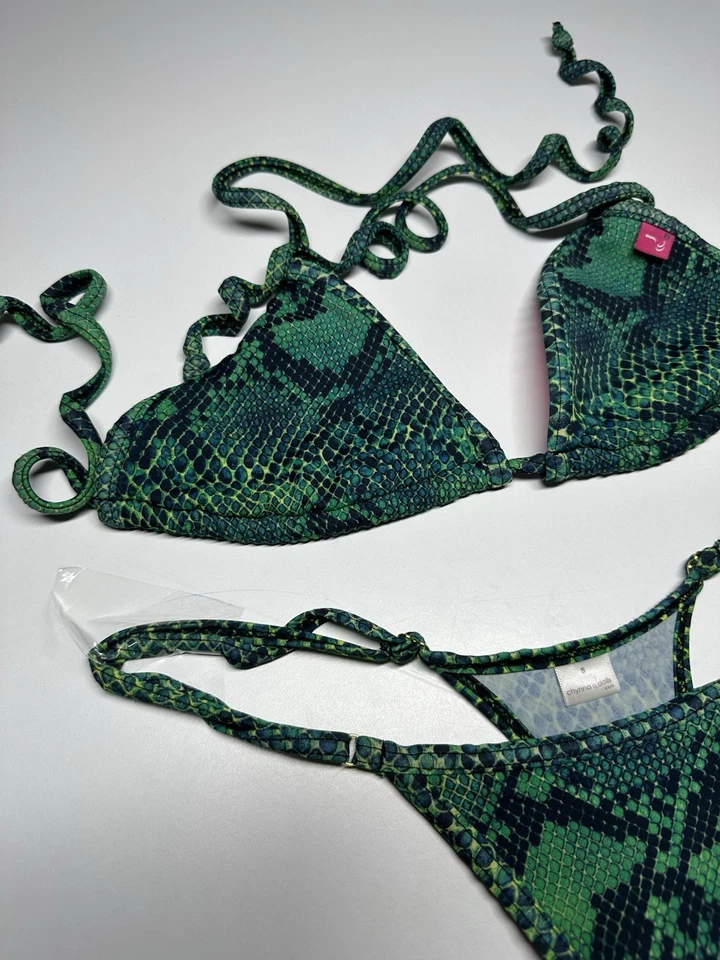 Chynna куклы микро плавать бикини 2 изделия верхний размер M стринги низ S змея зеленый - Изображение 4 из 4