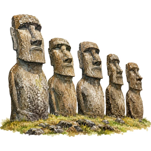 Moai Statues Landmark World Wonder Self Adhesive Vinyl Sticker
