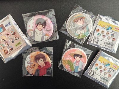 Official Hetalia Axis Power World Stars Badges Japan, Spain, Russia