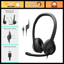 Wired Stereo Headset for PC/Laptop, USB-A Connection, Comfortable Over-Ear Desig