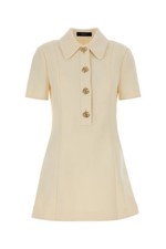 GUCCI $3200 Beige Crepe Wool Double G Dress New & Authentic