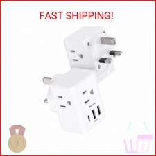 2-Pack UK Travel Plug Adapter - US to UK Plug Adapter, Type G International Plug