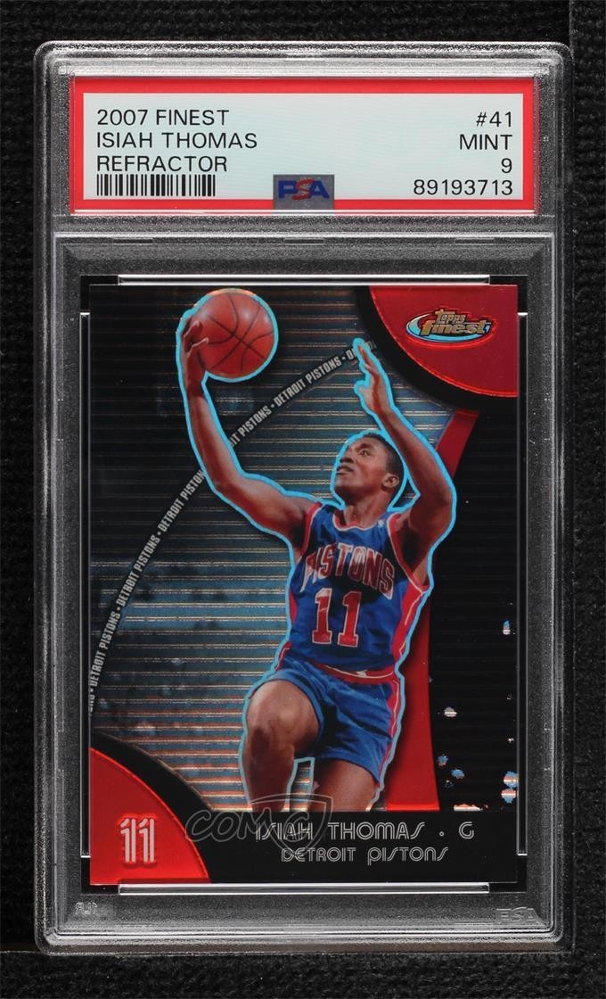 2007-08 Topps Finest Refractor Isiah Thomas #41 PSA 9 MINT HOF 3hd