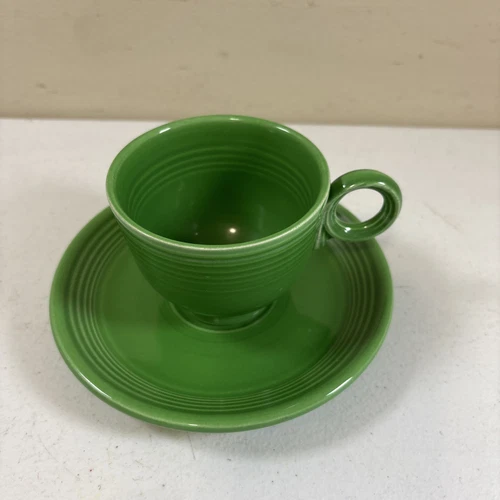 Fiesta Medium Green Cup & Saucer Fiestaware Homer Laughlin HTF c. 1959-69