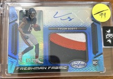 2023 Certified Freshman Fabric Signatures Tyler Scott Mirror Blue /99 AU MEM RC