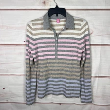 Basler Sweater Womens EU 36 S Multicolor Stripe Pullover Cashmere Angora Henley