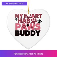 Custom Ragdoll Cat Paw Print Pet Ornament Personalized Heart Shaped Dog Owner
