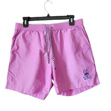 Psycho Bunny Swim Trunks Men's Small UNLINED Logo Purple Drawstring Pockets