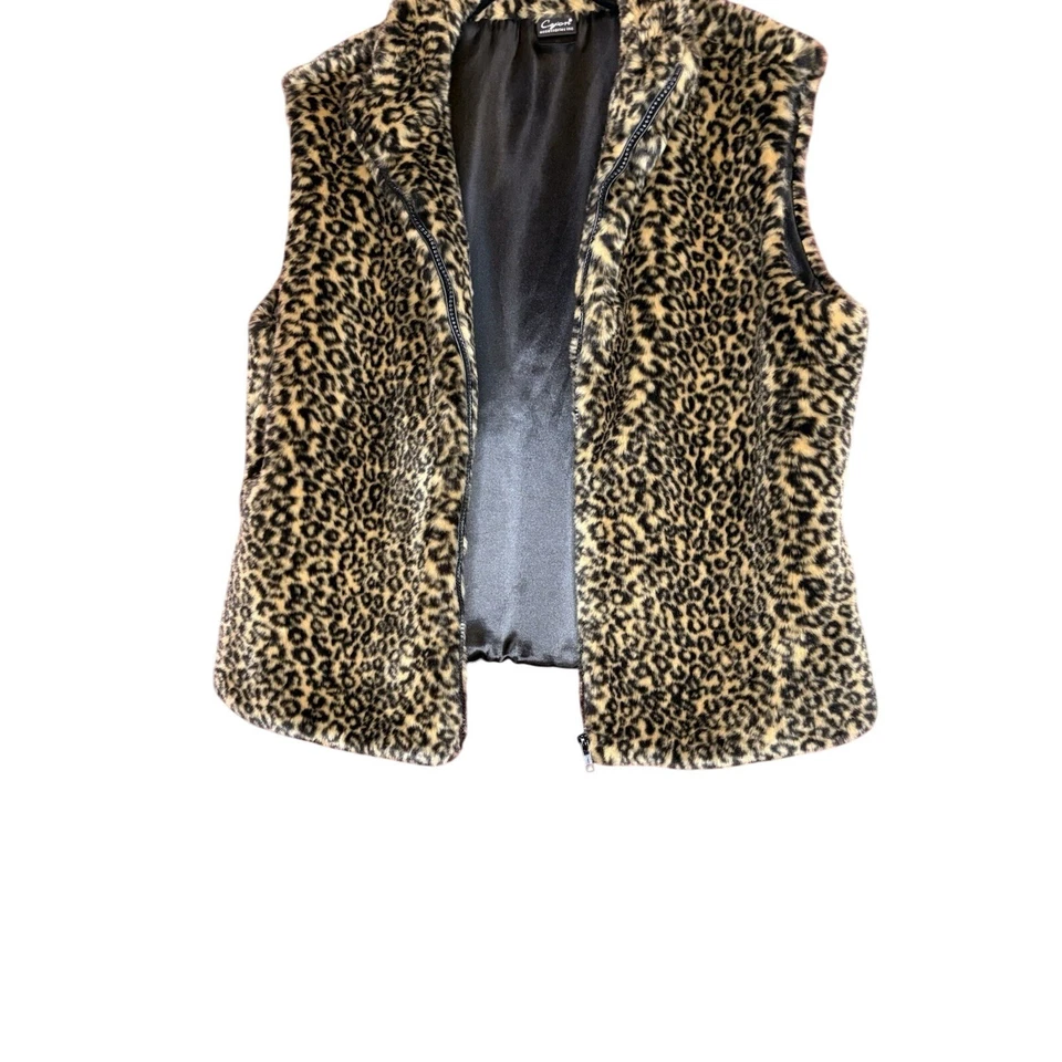 Cejon Accesorios Talla XL Imitación Piel Estampado Leopardo Chaleco Sin Mangas Cremallera Frontal Completa Foto 3 de 4