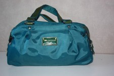 TED LAPIDUS Sac Bowling Toile Bleu Canard  Cuir Porté Epaule BE