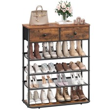 Hzuaneri Shoe Rack 5 Tier Shoe Stand with 2 Non Woven Drawers Adjustable angle