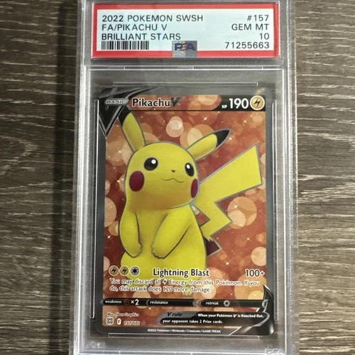 Pikachu V FA #157 2022 Pokemon SWSH Brilliant Stars PSA 10