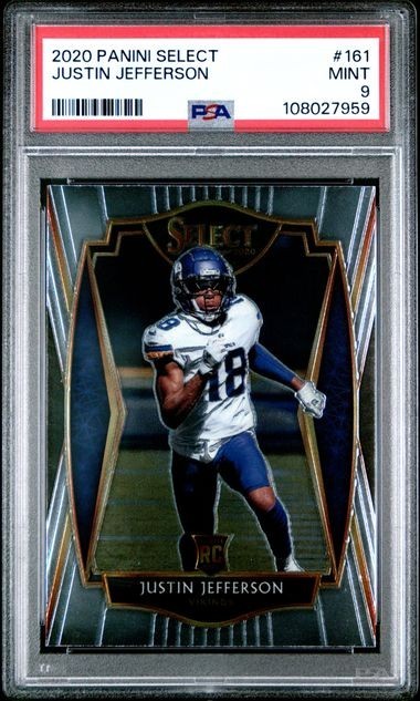 PSA 9 2020 Panini Select JUSTIN JEFFERSON RC Rookie Graded MINT #161