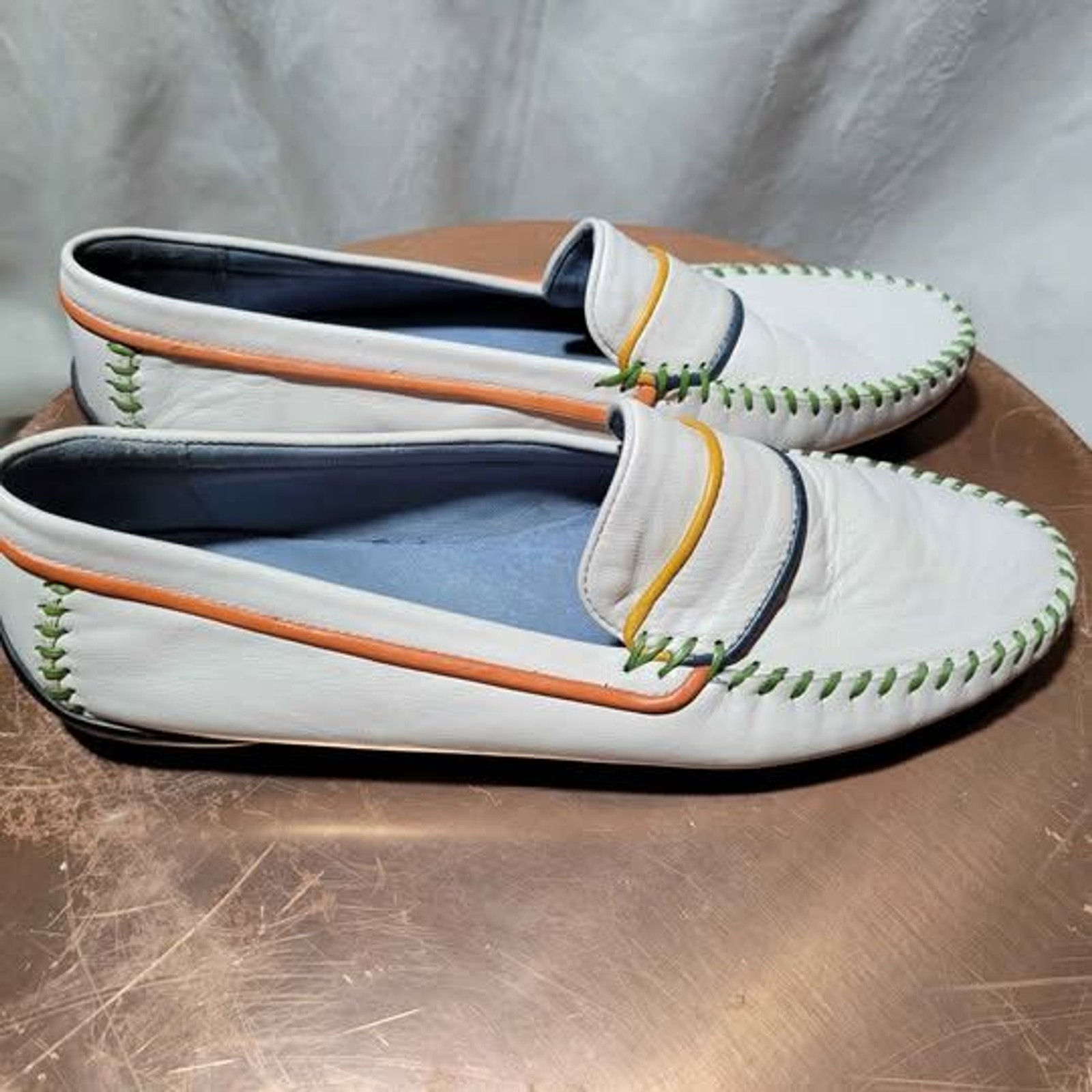 Robert Zur Women's Driving Loafer White Comfort Color Accents Size 11