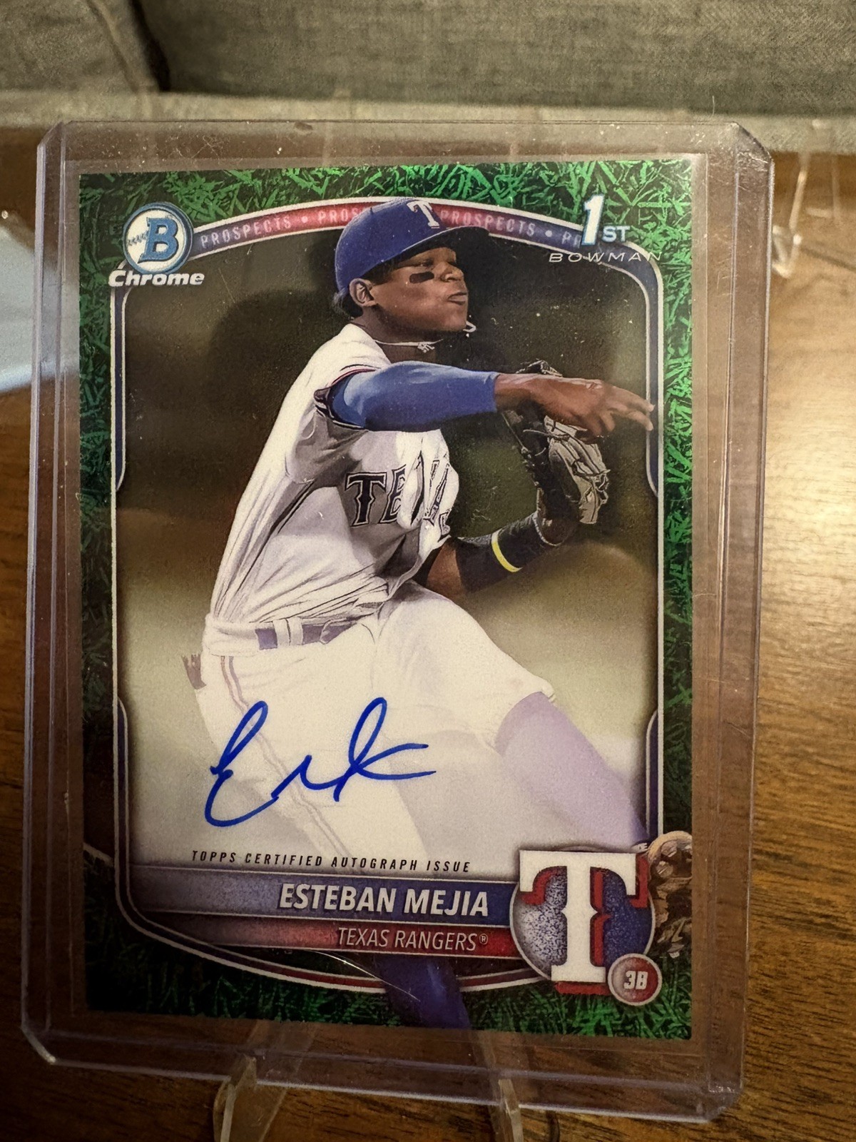 ESTEBAN MEJIA 2025 BOWMAN CHROME 1ST GREEN GRASS REFRACTOR AUTO /99 Rangers