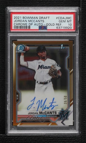 2021 Bowman Draft Chrome Pick Gold Refractor 39/50 Jordan McCants PSA 10 Auto